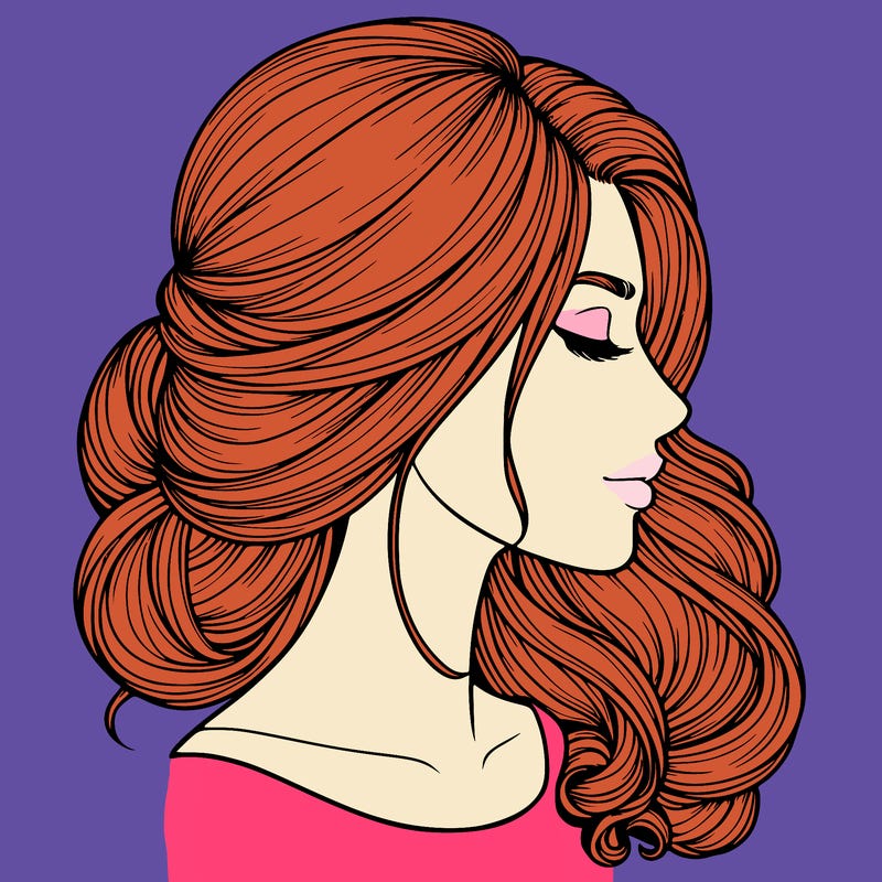 realistic woman's head & hair