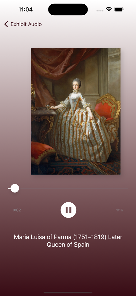 Met Tour Guide audio playback screen for Maria Luisa of Parma