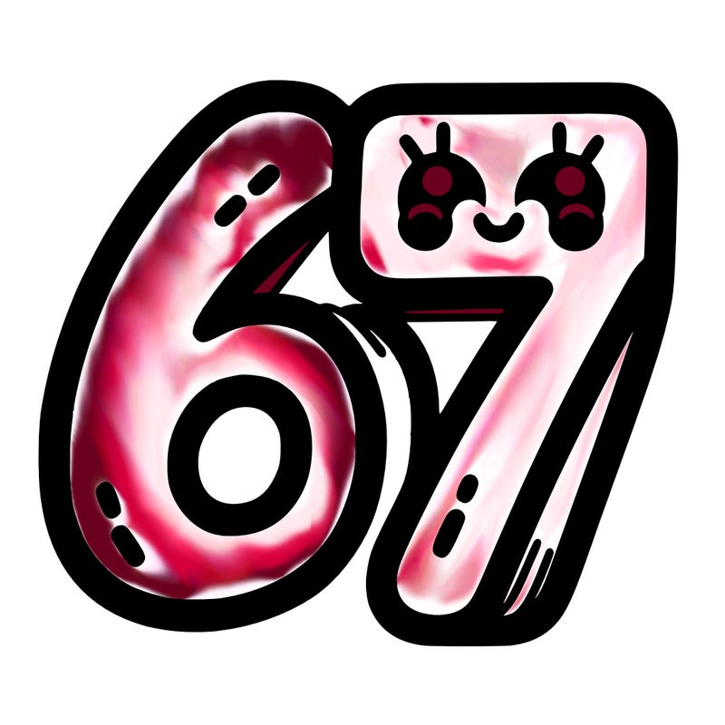 the numbers 67