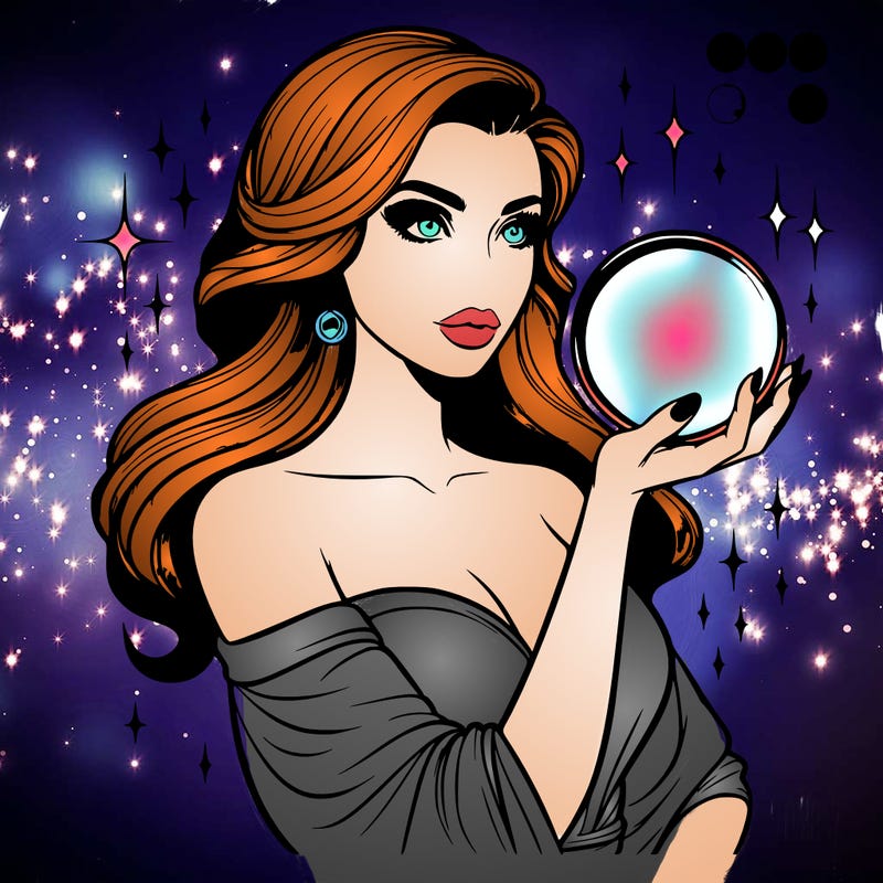 realistic woman holding a crystal ball