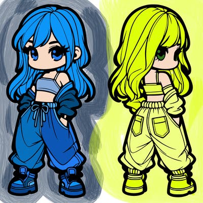 girl in crop top and baggy pants