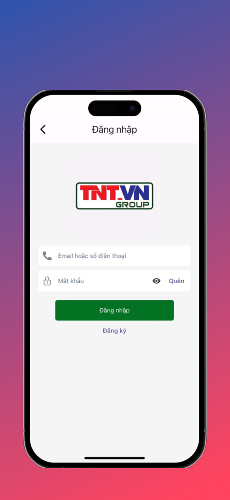 TNT.TV Shop - Login screen of the TNT.TV Shop health and wellness app featuring email and password input fields.