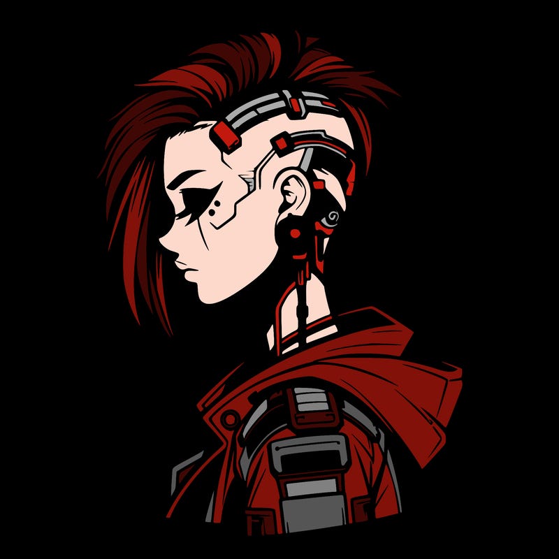 cyber-punk girl with sidecut hair