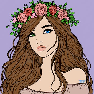realistic girl with flower crown
