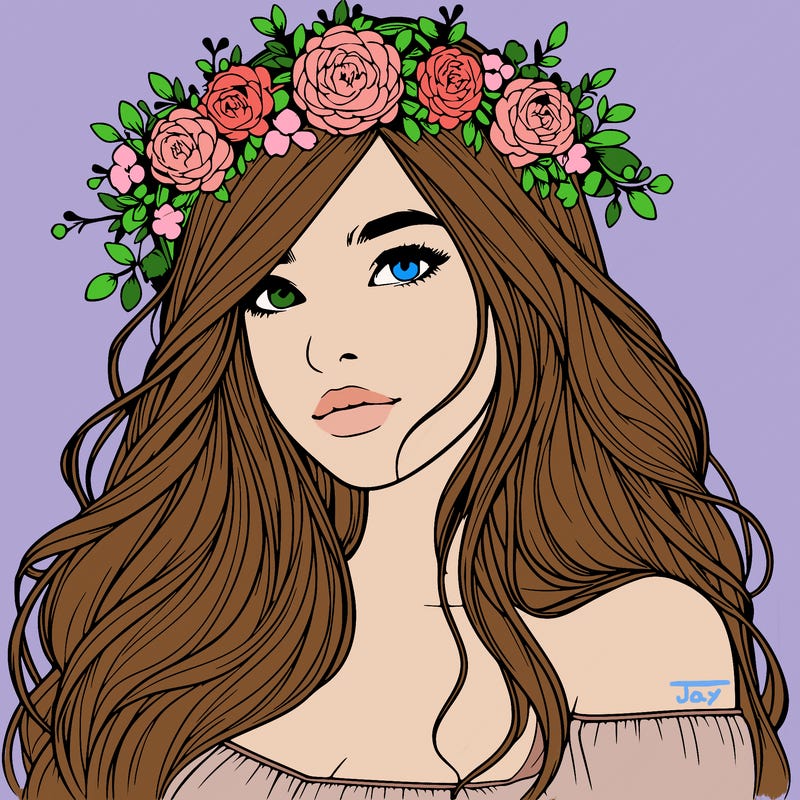 realistic girl with flower crown