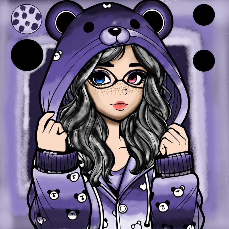 realistic girl in a animal pjs hoodie