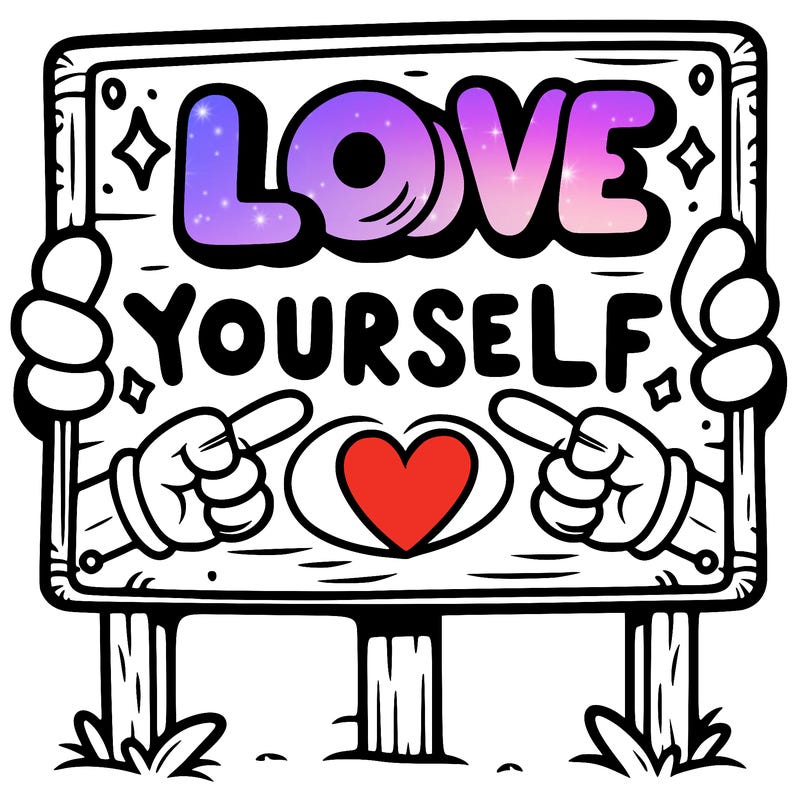 a sign where it is written: love yourself