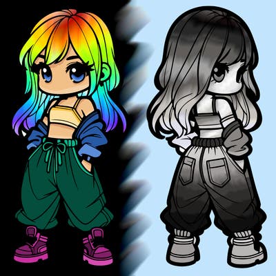 girl in crop top and baggy pants