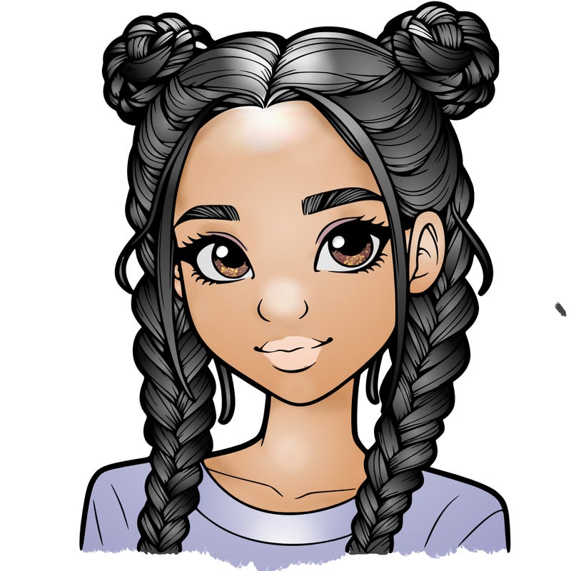 realistic girl with braids
