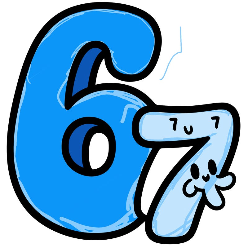 a number of a 6 and a seven
