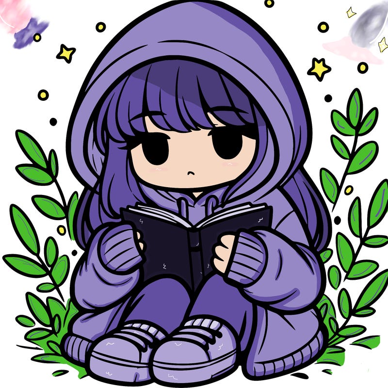girl in oversized hoodie reading a book