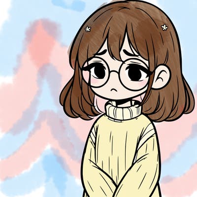sad girl with glasses in a sweater
