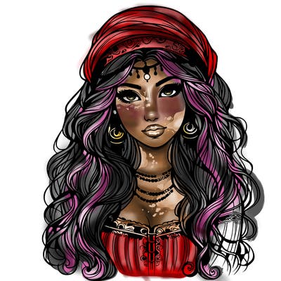 realistic beautiful mysterious gypsy girl