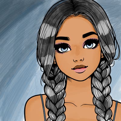 realistic girl with braids