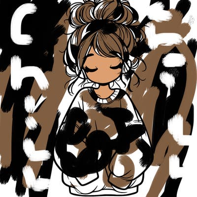 girl with baggy sweatshirt and messy bun