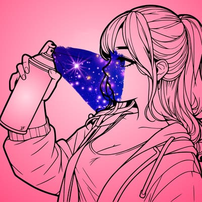 a realistic girl spray, painting