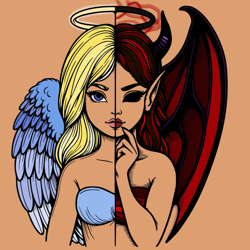 realistic angel half demon