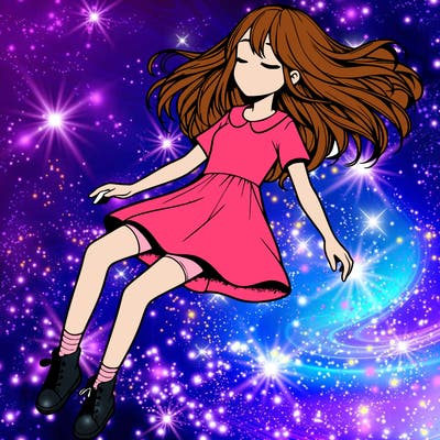 realistic girl floating