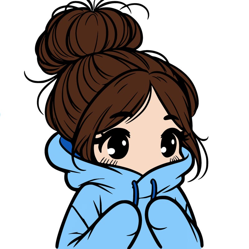 shy girl in big hoodie with messy bun