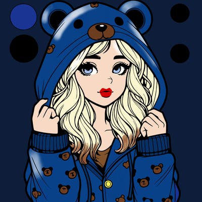 realistic girl in a animal pjs hoodie