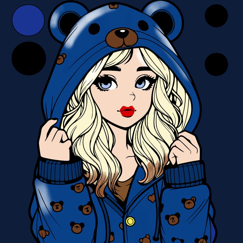 realistic girl in a animal pjs hoodie