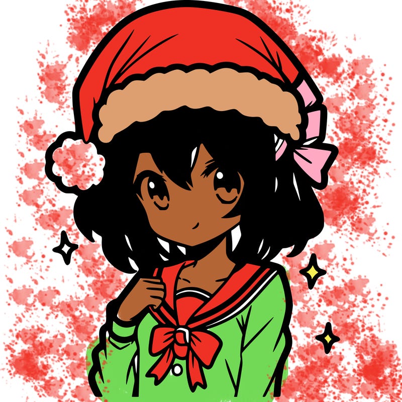 anime girl wearing a santa hat