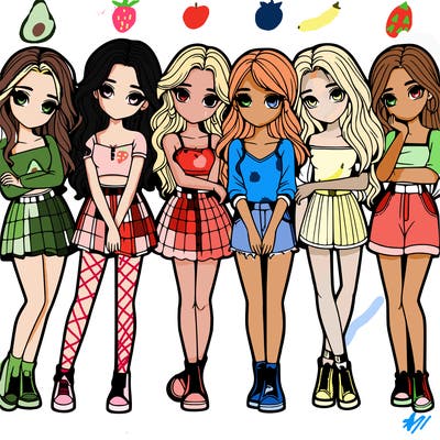 a group of girls realistic