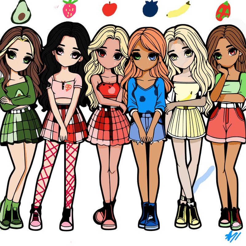 a group of girls realistic