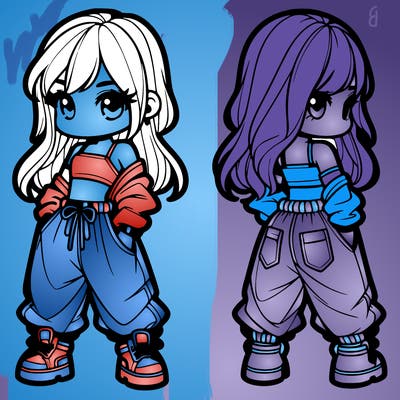 girl in crop top and baggy pants