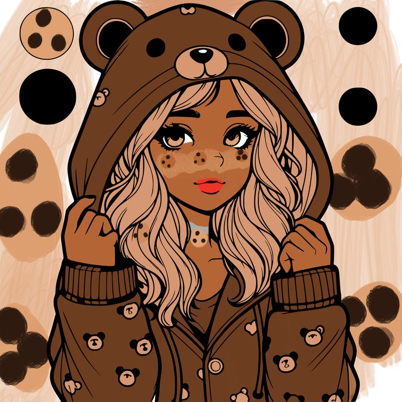 realistic girl in a animal pjs hoodie