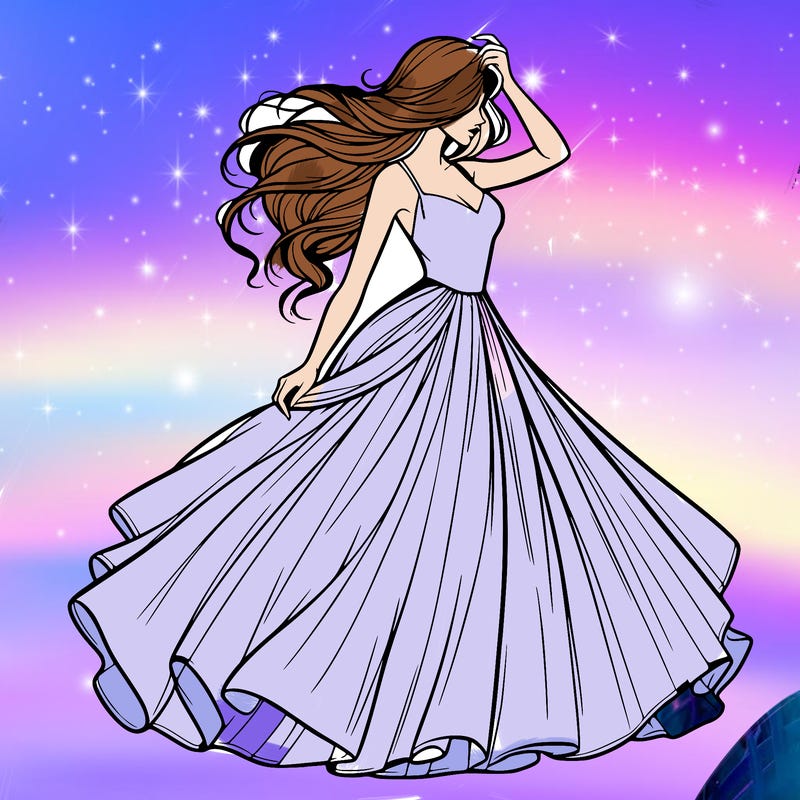 realistic woman with dress flowing in the wind