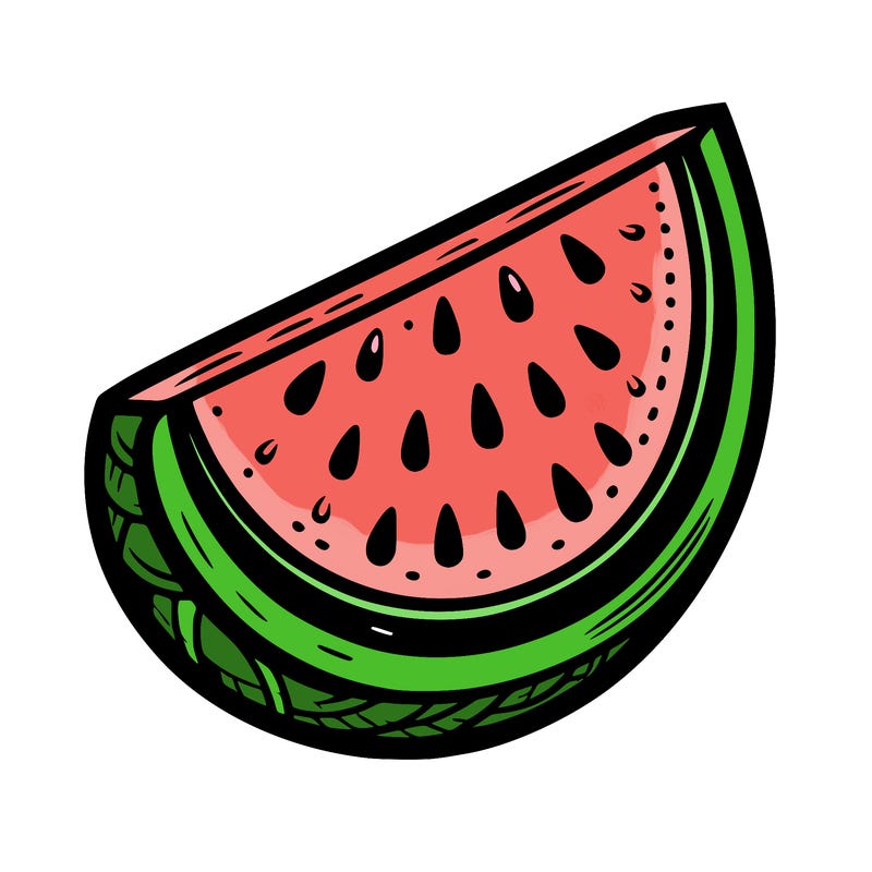 slice of water melon in the center