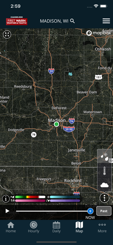 Live weather radar map for Madison Wisconsin on the Channel3000 app