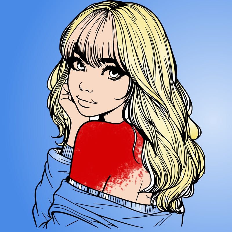 realistic girl with bangs looking over her shoulder