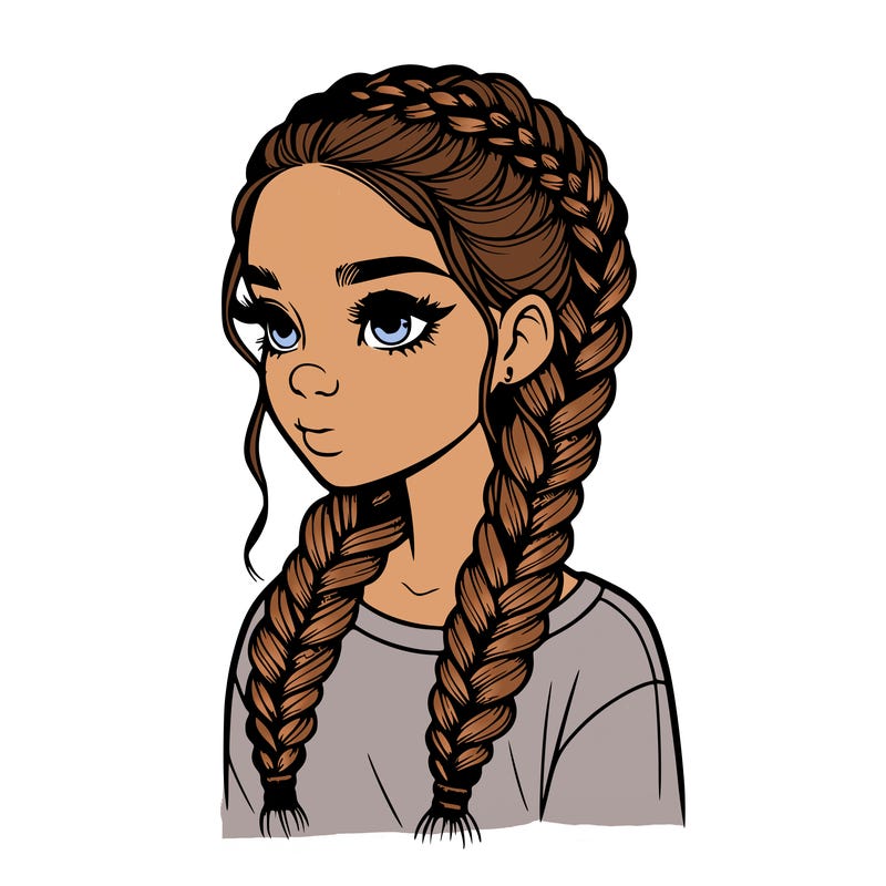 realistic girl with braids