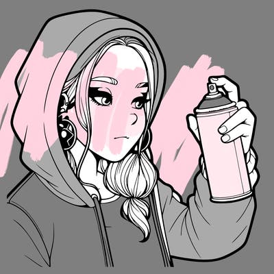 a realistic girl, spray painting