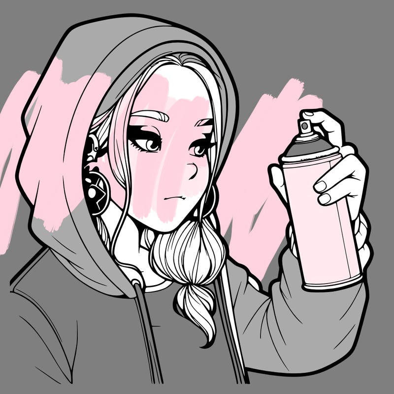 a realistic girl, spray painting