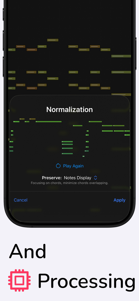 A mobile interface for MIDI normalization and on-device processing within the Piano Transcriptionist app