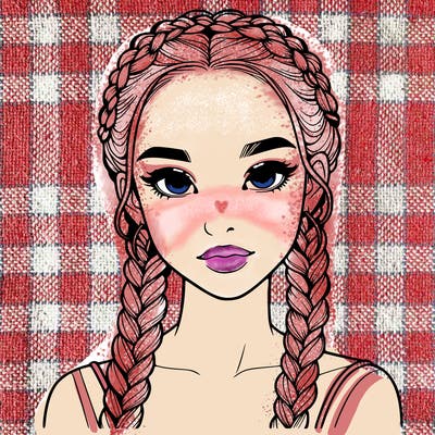 realistic girl with braids