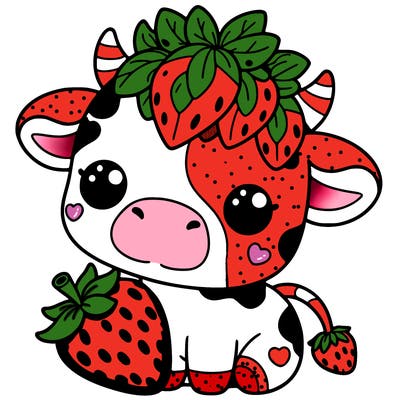 cute strawberry cow