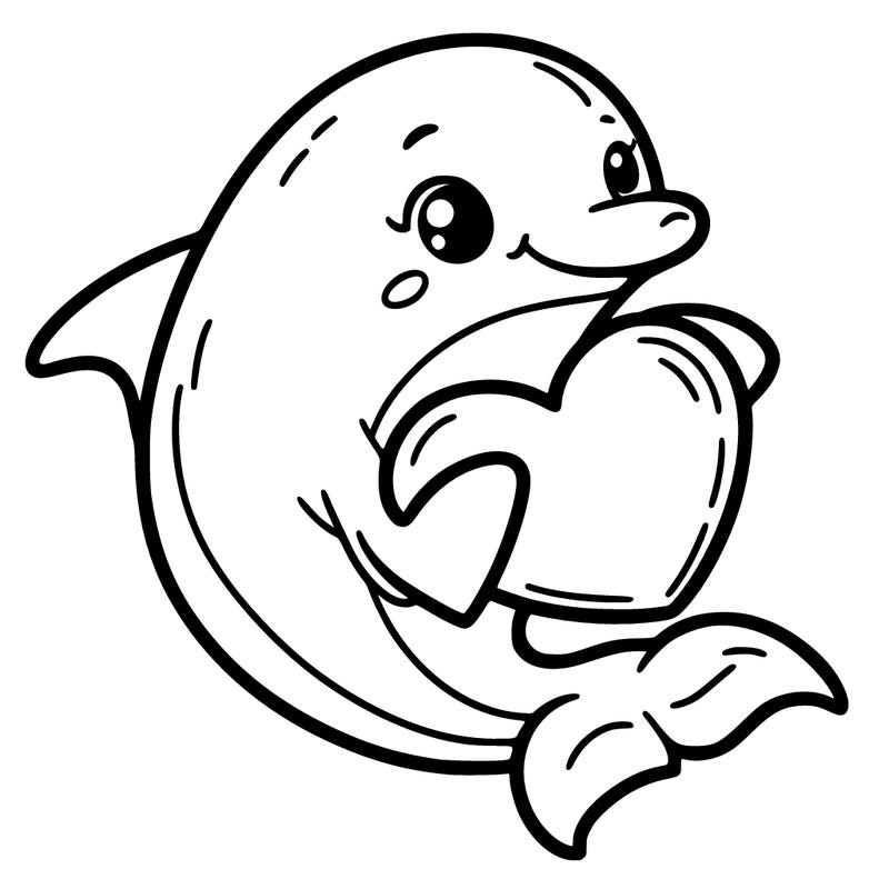 dolphin holding heart