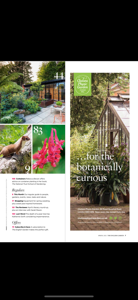 The English Garden Magazine - A digital page from The English Garden Magazine featuring gardening articles and high-quality nature photography