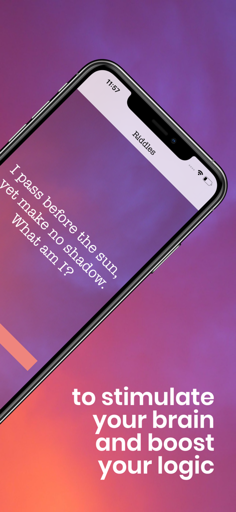 Riddles — One riddle a day - iPhone screen displaying a riddle to stimulate the brain and boost logic