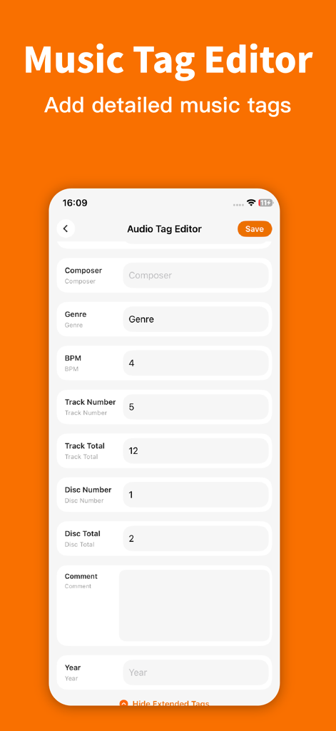 Mp3tag - Music Tag Editor - Oberfläche der Mp3tag-App zur Bearbeitung detaillierter Musik-Metadaten-Tags wie Genre und BPM
