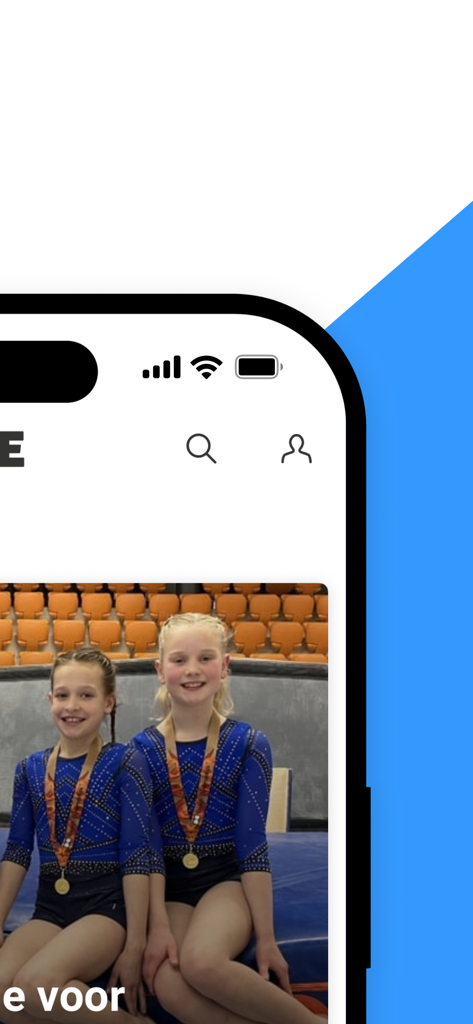 Combinatie Ridderkerk - Combinatie Ridderkerk App-Oberfläche mit einer lokalen Nachricht über junge Turnerinnen