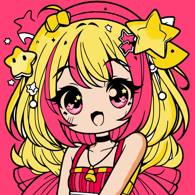 cute anime girl with star accessories