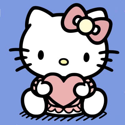 hello kitty holding a heart