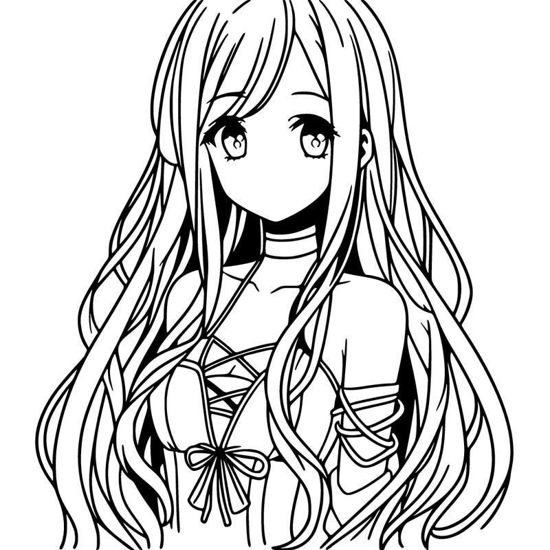 manga girl with long hair