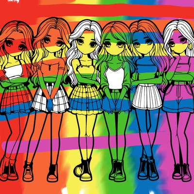 a group of girls realistic
