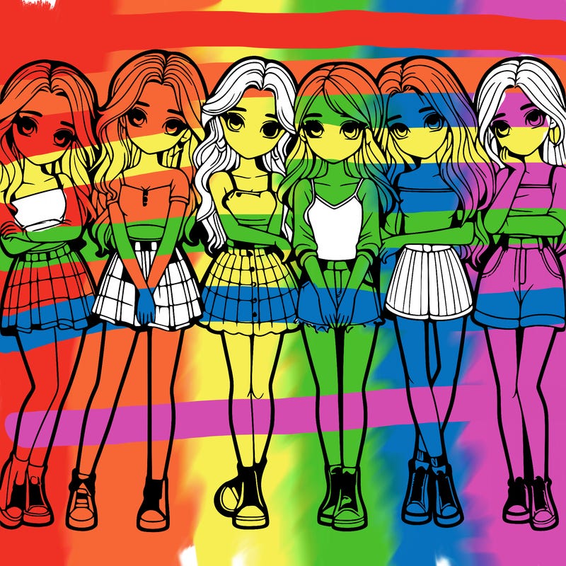 a group of girls realistic